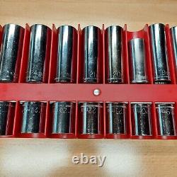 Sears Craftsman 22 pc. Metric 1/2 Drive Sockets Set with Tray + More Made In USA