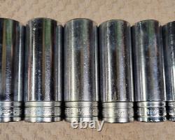 Set Of 13 Snap On Tools 1/2 Drive 6point Deep Sockets Sae 3/8 1-1/8