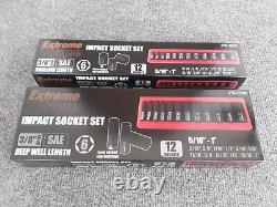 Six Point Impact Sockets SAE & Metric 3/8 & 1/2 Drive Deep & Shallow 8 Set Deal