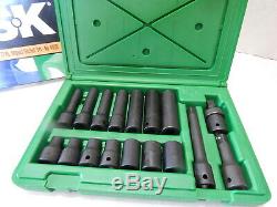 Sk 1/2 Drive Impact Socket Set 17 Pc 6 Point Fractional Standard And Deep 4050