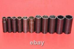 Snap-On 1/2 Drive 11pc 1/2 1 1/8 SAE 6-Point Deep Flank Impact Socket Set