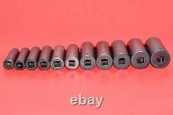 Snap-On 1/2 Drive 11pc 1/2 1 1/8 SAE 6-Point Deep Flank Impact Socket Set