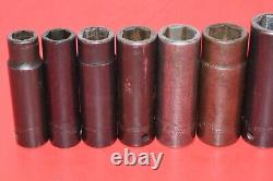 Snap-On 1/2 Drive 11pc 1/2 1 1/8 SAE 6-Point Deep Flank Impact Socket Set