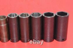 Snap-On 1/2 Drive 11pc 1/2 1 1/8 SAE 6-Point Deep Flank Impact Socket Set