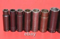 Snap-On 1/2 Drive 11pc 1/2 1 1/8 SAE 6-Point Deep Flank Impact Socket Set