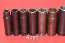 Snap-On 1/2 Drive 11pc 1/2 1 1/8 SAE 6-Point Deep Flank Impact Socket Set