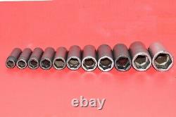 Snap-On 1/2 Drive 11pc 6-Point Flank 1/2 1 1/4 SAE Deep Impact Socket Set