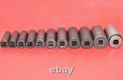 Snap-On 1/2 Drive 11pc 6-Point Flank 1/2 1 1/4 SAE Deep Impact Socket Set