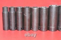 Snap-On 1/2 Drive 11pc 6-Point Flank 1/2 1 1/4 SAE Deep Impact Socket Set