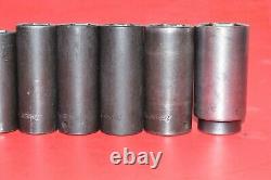 Snap-On 1/2 Drive 11pc 6-Point Flank 1/2 1 1/4 SAE Deep Impact Socket Set