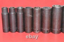 Snap-On 1/2 Drive 11pc 6-Point Flank 1/2 1 1/4 SAE Deep Impact Socket Set