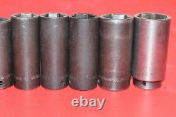 Snap-On 1/2 Drive 11pc 6-Point Flank 1/2 1 1/4 SAE Deep Impact Socket Set