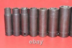 Snap-On 1/2 Drive 11pc 6-Point Flank 1/2 1 1/4 SAE Deep Impact Socket Set