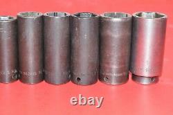 Snap-On 1/2 Drive 11pc 6-Point Flank 1/2 1 1/4 SAE Deep Impact Socket Set