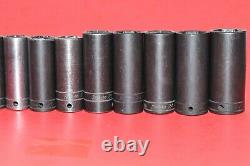 Snap-On 1/2 Drive 17 PIECE 10mm 27mm Flank 6-Point Deep Impact Socket Set