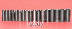 Snap-On 1/2 Drive 17 PIECE 10mm 27mm Flank 6-Point Deep Impact Socket Set