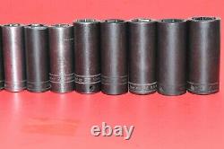 Snap-On 1/2 Drive 17 PIECE 10mm 27mm Flank 6-Point Deep Impact Socket Set