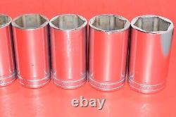 Snap-On 1/2 Drive 17 PIECE Standard 7/16 1-1/2 Deep 6-POINT Flank Socket Set