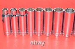 Snap-On 1/2 Drive 17 PIECE Standard 7/16 1-1/2 Deep 6-POINT Flank Socket Set