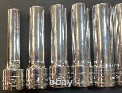 Snap On 1/2 Drive 6-Point Metric Flank Drive Deep Socket Set 310TSM 10, 12-20m