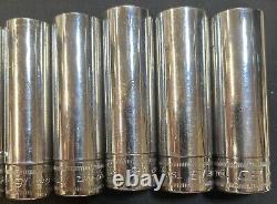 Snap On 1/2 Drive 6-Point Metric Flank Drive Deep Socket Set 310TSM 10, 12-20m