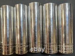 Snap On 1/2 Drive 6-Point Metric Flank Drive Deep Socket Set 310TSM 10, 12-20m