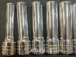 Snap On 1/2 Drive 6-Point Metric Flank Drive Deep Socket Set 310TSM 10, 12-20m