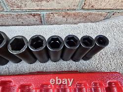 Snap On 1/2 Drive 6-Point SAE Flank Drive 13-Piece Deep Impact Socket Set