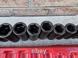 Snap On 1/2 Drive 6-Point SAE Flank Drive 13-Piece Deep Impact Socket Set