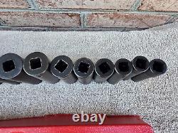 Snap On 1/2 Drive 6-Point SAE Flank Drive 13-Piece Deep Impact Socket Set