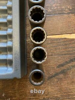 Snap On, 1/2 Drive, Deep, 12 Point, Impact Socket Set, 15-27mm, In Tray