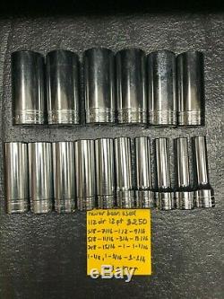 Snap On 1/2 Drive Deep Chrome Sockets Sae 12 Point