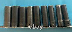 Snap-On 1/2 Drive Deep Impact Socket set 6 point 7/16 to 15/16