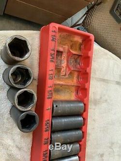 Snap On 1/2 Drive Impact Deep Socket Set. 6 Point, Sae, Some Surface Rust