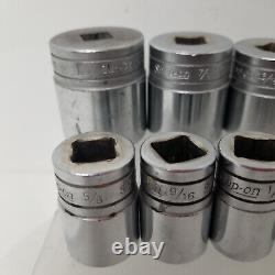 Snap-On 1/2 Inch Drive 8-point SAE Double Square Deep Sockets 3/8 to 1 LOT (9)