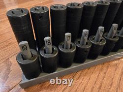 Snap On 1/2 drive deep impact socket set 3/8-1-9/16 complete set metric