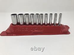 Snap On 1/4 Drive 10pc Deep 12 Point 3/16 9/16 SAE Socket Set 110STMDY