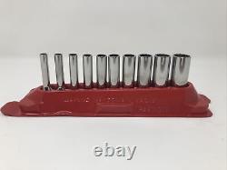 Snap On 1/4 Drive 10pc Deep 12 Point 3/16 9/16 SAE Socket Set 110STMDY