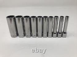 Snap On 1/4 Drive 10pc Deep 12 Point 3/16 9/16 SAE Socket Set 110STMDY