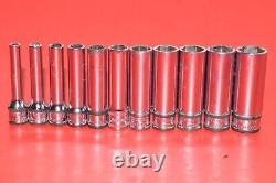 Snap-On 1/4 Drive 11pc Metric 4mm 14mm Deep 6-POINT Flank Socket Set