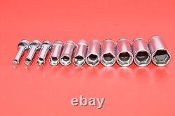 Snap-On 1/4 Drive 11pc Metric 4mm 14mm Deep 6-POINT Flank Socket Set