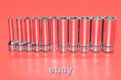 Snap-On 1/4 Drive 11pc Metric 4mm 14mm Deep 6-POINT Flank Socket Set