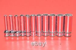 Snap-On 1/4 Drive 11pc Metric 4mm 14mm Deep 6-POINT Flank Socket Set