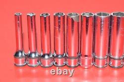 Snap-On 1/4 Drive 11pc Metric 4mm 14mm Deep 6-POINT Flank Socket Set