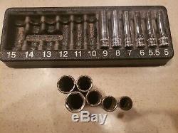 Snap-On 1/4 Drive 12 Piece 12-Point Metric Deep Socket Set 5-15mm