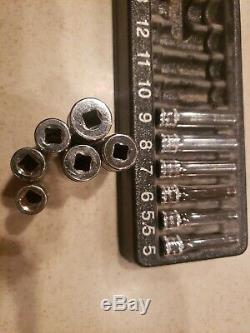 Snap-On 1/4 Drive 12 Piece 12-Point Metric Deep Socket Set 5-15mm