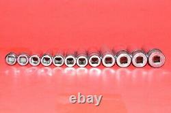 Snap-On 1/4 Drive 12 pc. Flank 6-POINT Metric 4mm 14mm Deep Well Socket Set