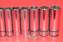 Snap-On 1/4 Drive 12 pc. Flank 6-POINT Metric 4mm 14mm Deep Well Socket Set