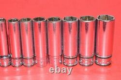 Snap-On 1/4 Drive 12 pc. Flank 6-POINT Metric 4mm 14mm Deep Well Socket Set