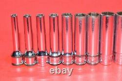 Snap-On 1/4 Drive 12 pc. Flank 6-POINT Metric 4mm 14mm Deep Well Socket Set